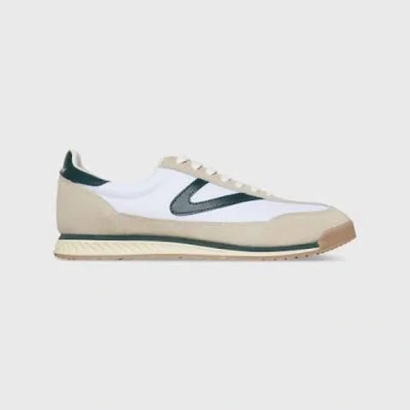 Tretorn White, Beige & Dark Green Low-Profile Sneakers - Picture 2 of 4